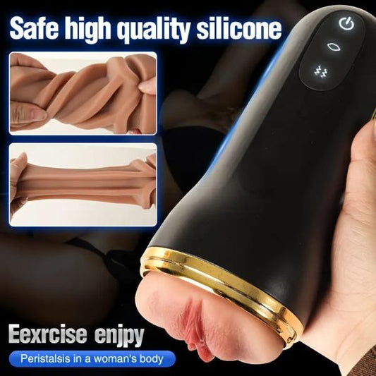 Simulation Electric Plane Cup, Crotch Self-Therapy, TPE Material Cannon Pocket Cat, Soft and Comfortable Material, with 3D Realistic Textured Vaginal Toy, Male Adult Self-Therapy Electric Toy