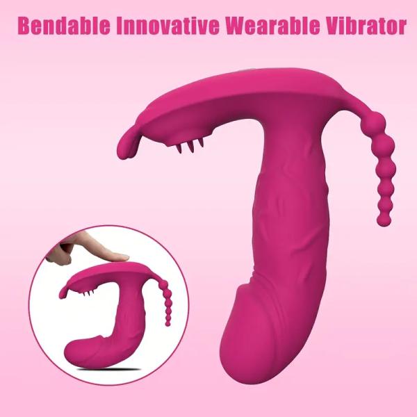 Rechargeable Wearable Vibrator with App Remote Control, Realistic Rabbit Design for G-Spot and Clitoral Stimulation, 9 Vibrating Modes, Wireless Sex Toy for Women and Couples