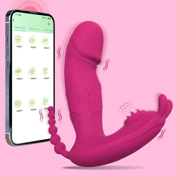 Rechargeable Wearable Vibrator with App Remote Control, Realistic Rabbit Design for G-Spot and Clitoral Stimulation, 9 Vibrating Modes, Wireless Sex Toy for Women and Couples