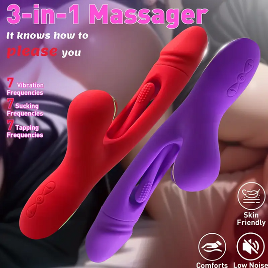 3-in-1 G-Spot Vibrator - Silent, Powerful Handheld Electric Bullet Massager with 7 Vibration, 7 Flapping & 7 Tongue Sucking Modes3-in-1 G-Spot Vibrator - Silent, Powerful Handheld Electric Bullet Massager with 7 Vibration, 7 Flapping