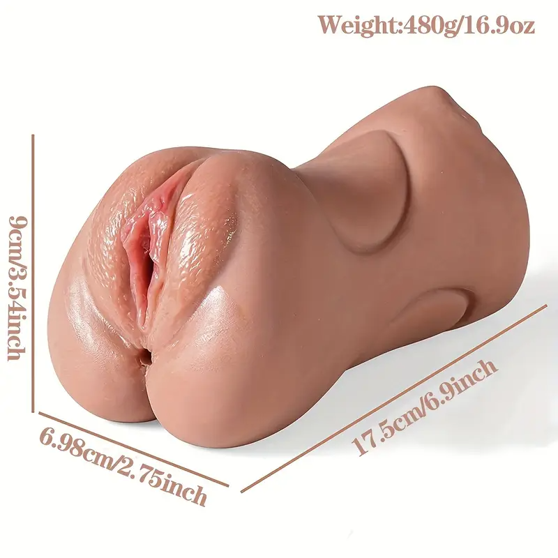 Male Masturbator Realistic Pocket Pussy Stroker Toy, Double-Ended Male Sex Toy Mouth Tongue Textured Vagina & Tight Anus For Men Masturbation